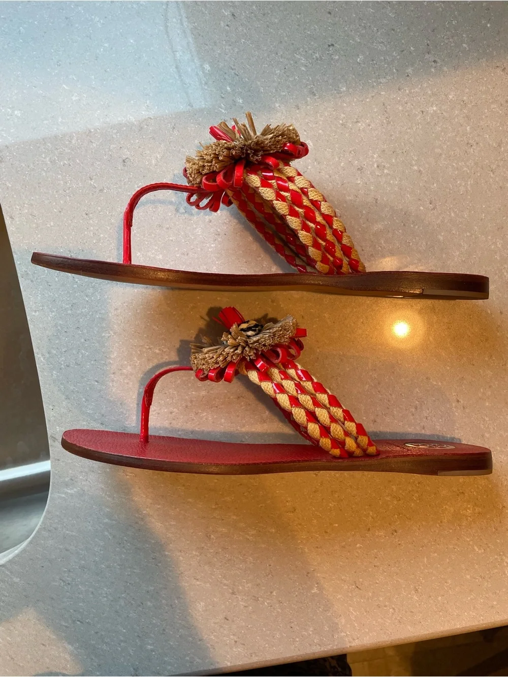 Tory Burch Burt Thong | Natural & Red Volcano